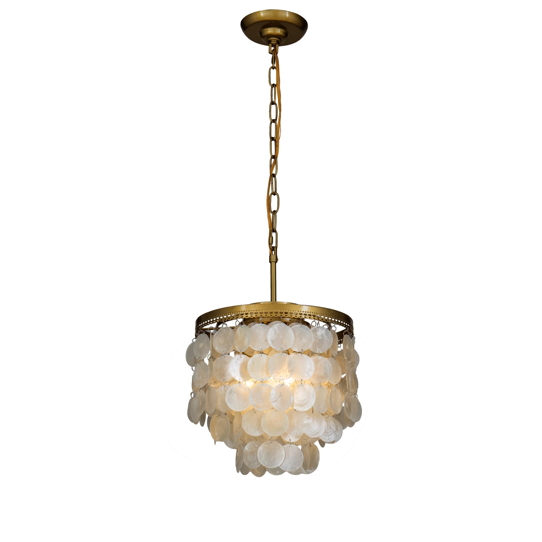 Coastal Capiz Shell Chandelier in Painted Brass