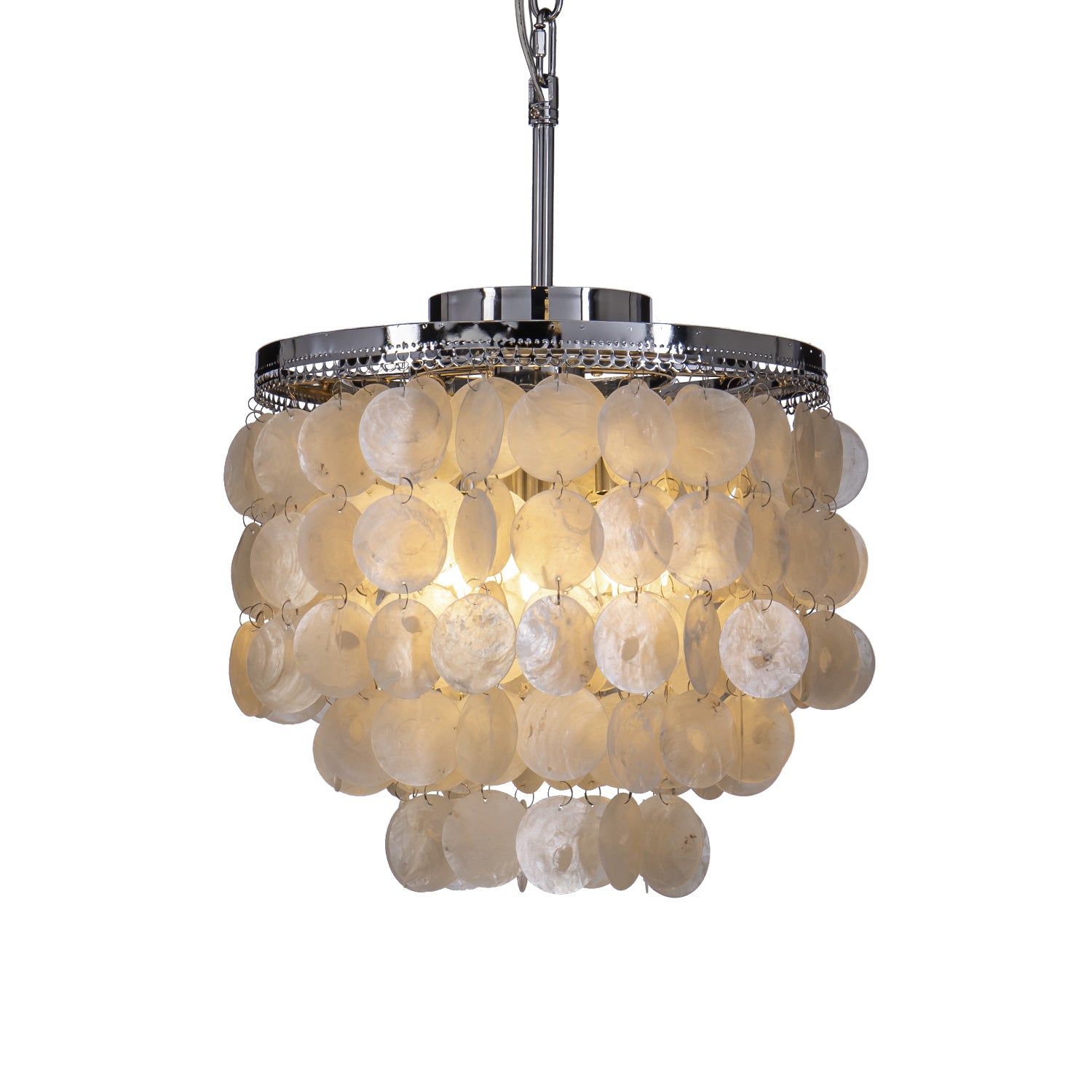 Coastal Capiz Shell Chandelier in Painted Brass