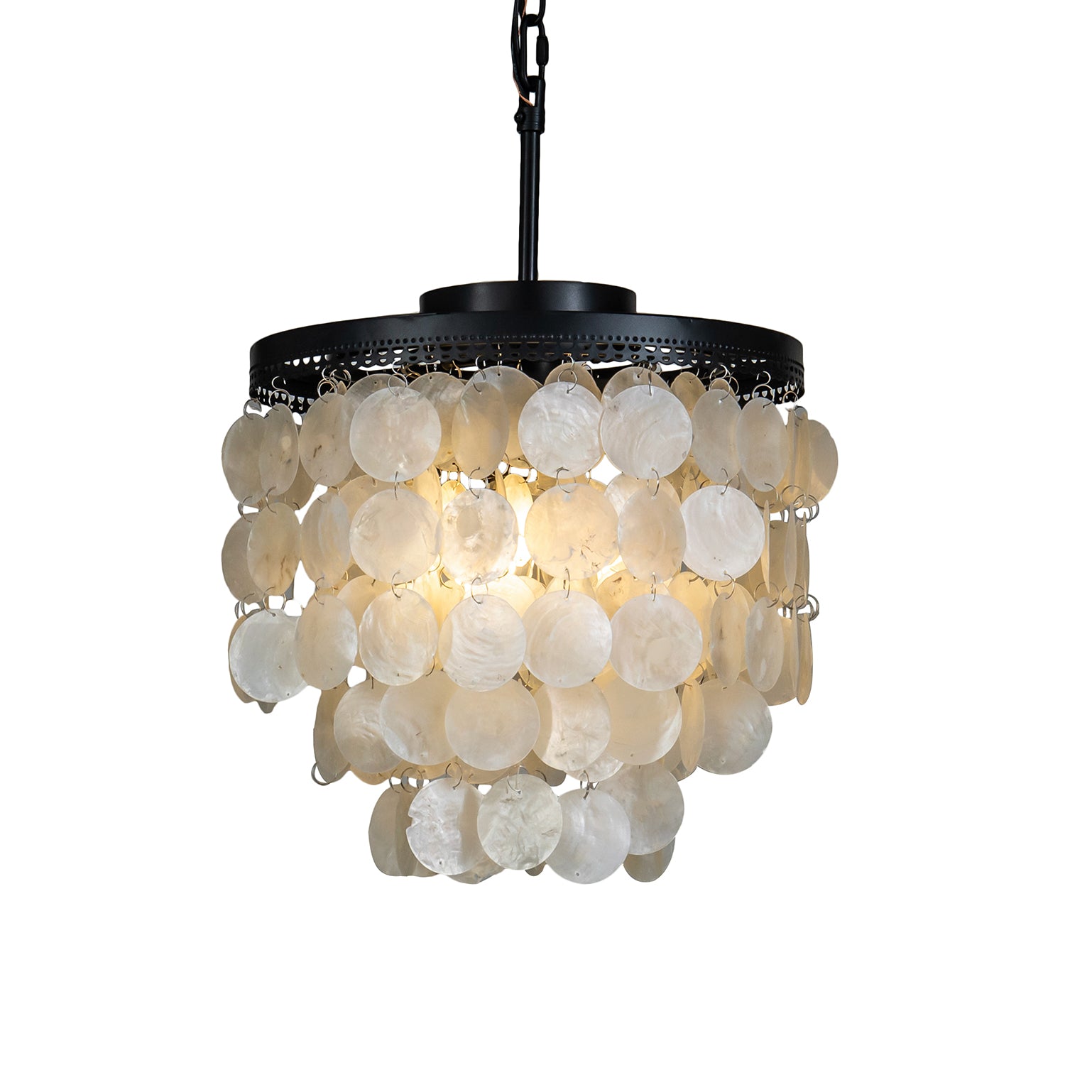 Coastal Capiz Shell Chandelier in Painted Brass