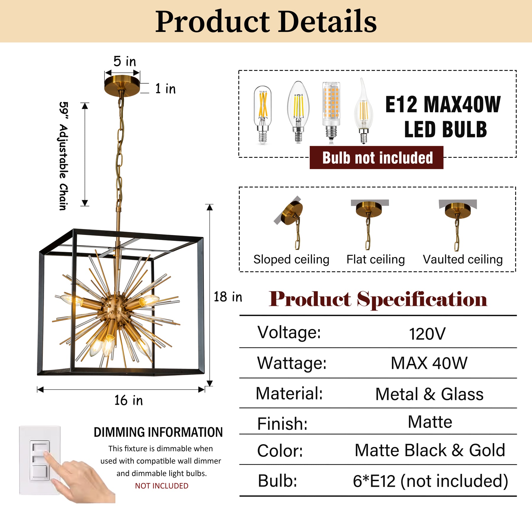 Square Frame Sphere Sputnik Satellite Chandelier