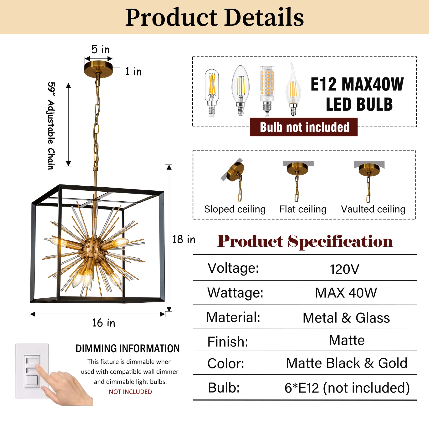 Square Frame Sphere Sputnik Satellite Chandelier