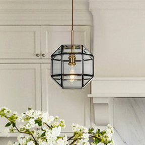 OPEN BOX- 1 Light Antique Brown Industrial Pendant Light with Clear Glass