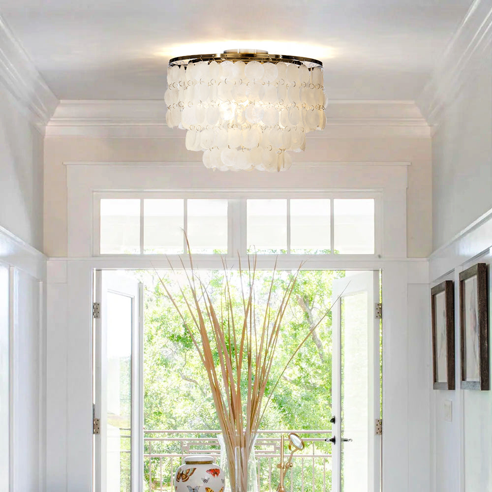 Coastal Capiz Shell Flush Mount Ceiling Light