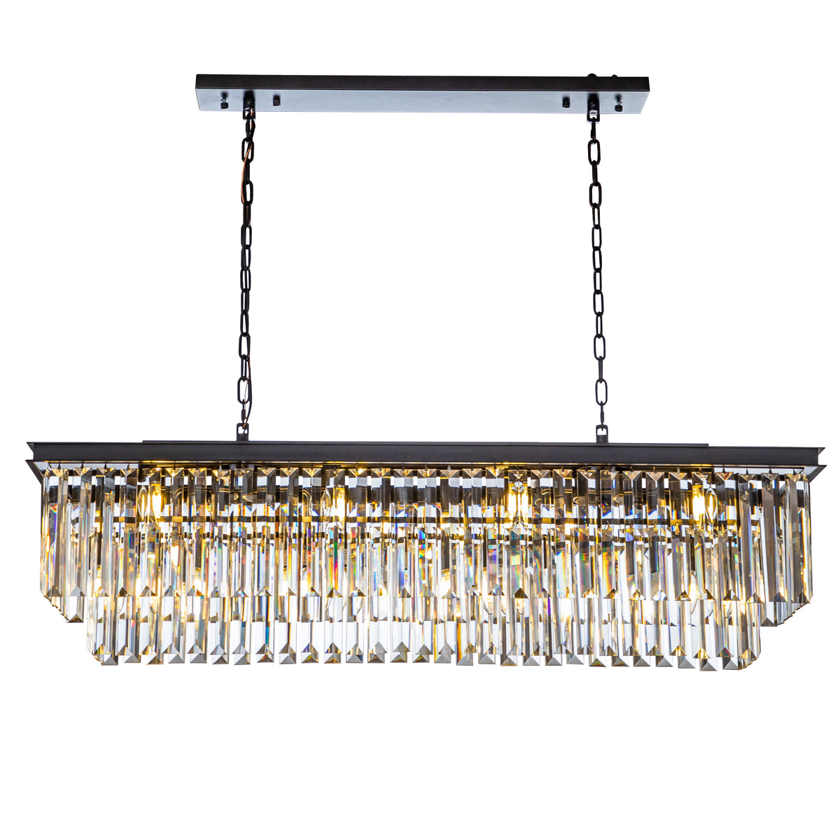 OpenBox 12-Light Modern Fringe Crystal Chandelier for Dining Room with Crystal Accents