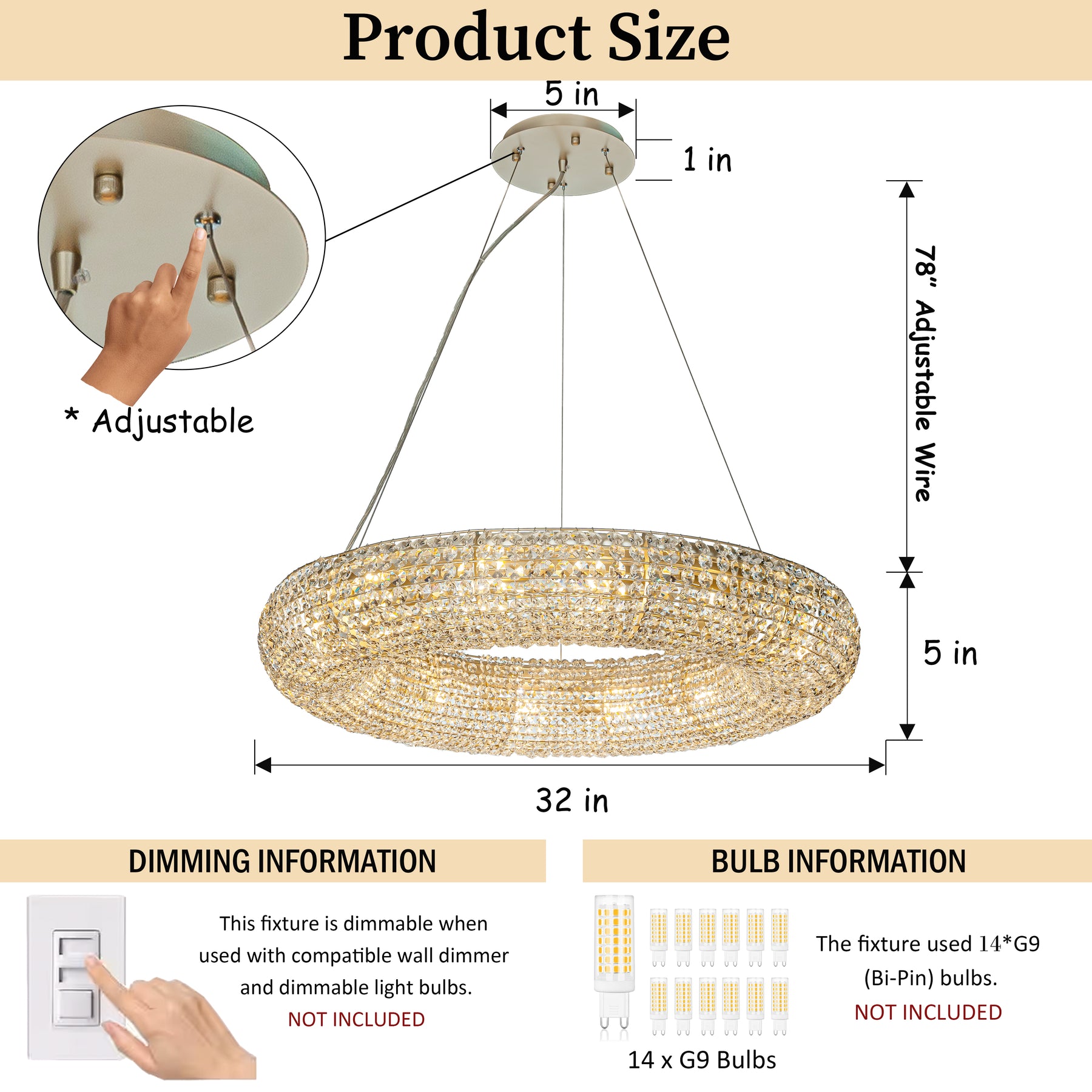 Unique Soft Gold Wagon Wheel Crystal Chandelier