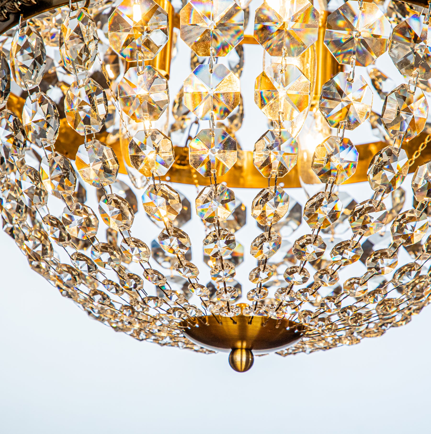 4-Light Vintage And Glam Crystal Empire Chandelier in Antique Gold