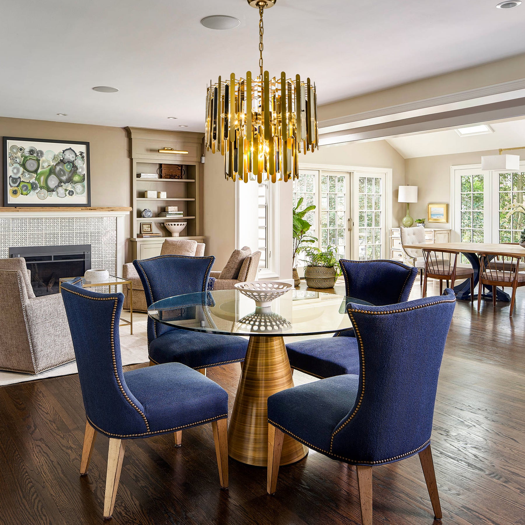 Modern Gold Stainless Steel Crystal Chandelier