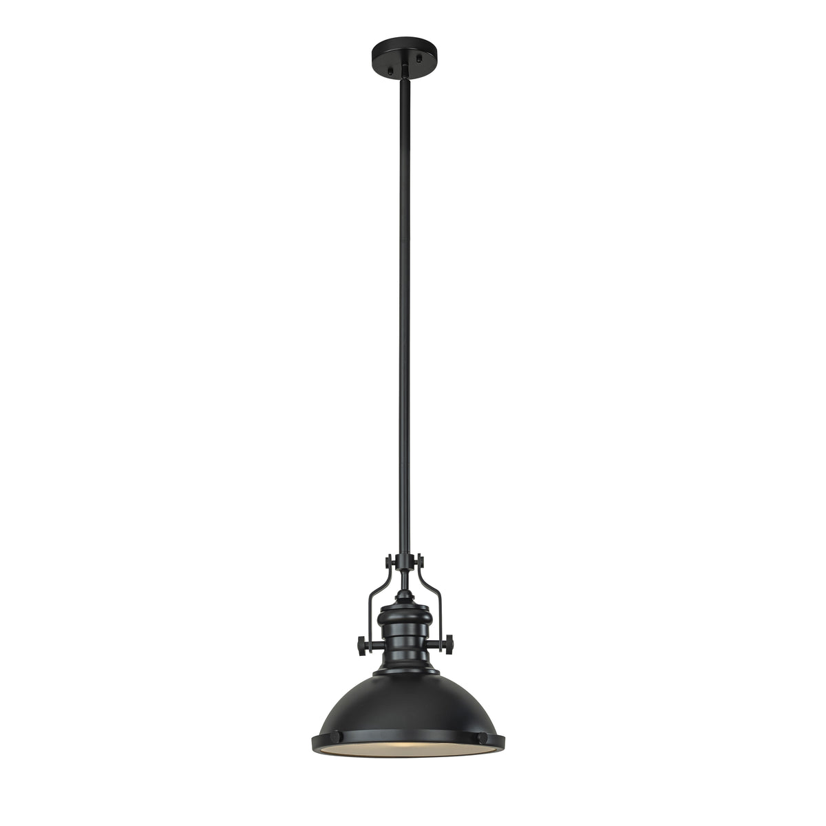 1-Light 13" Modern Industrial Matte Black Single Dome Pendant Light for Kitchen Island