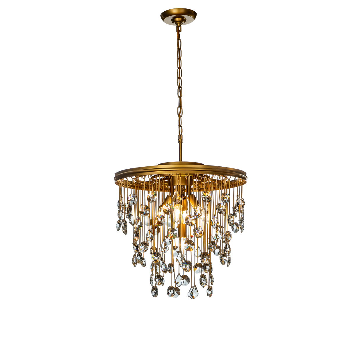 OpenBox 5-Light 20" Contemporary and Glam Antique Gold Rain Drop Crystal Chandelier