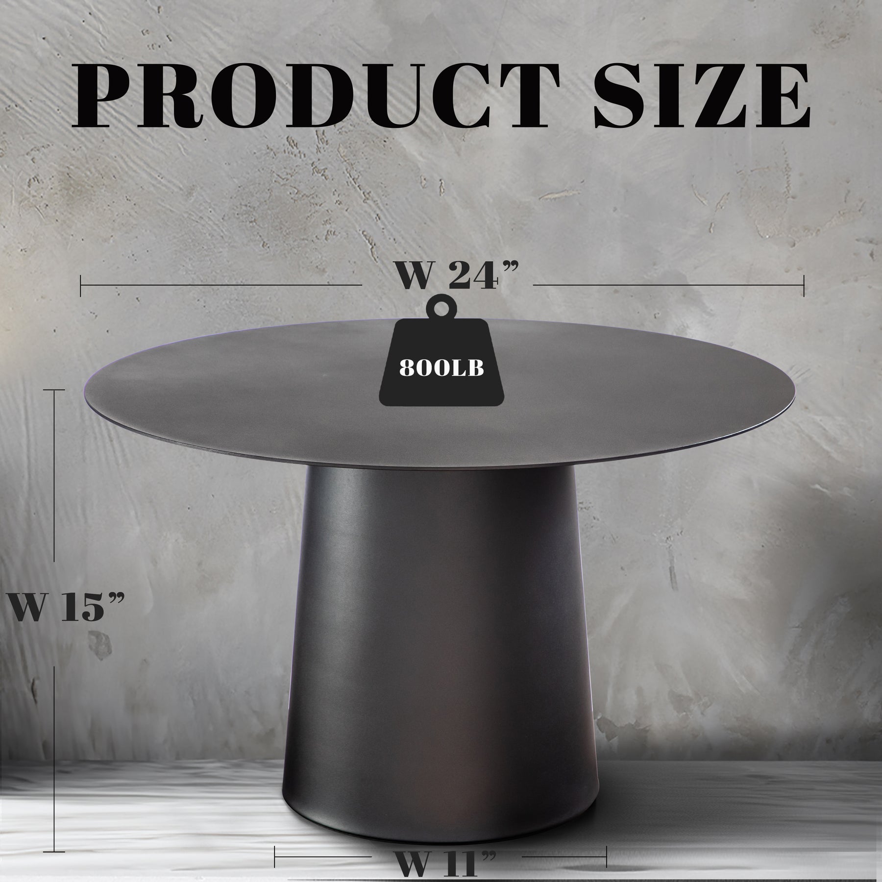 Mid Century Modern Metal Single Round Coffee Table-Black