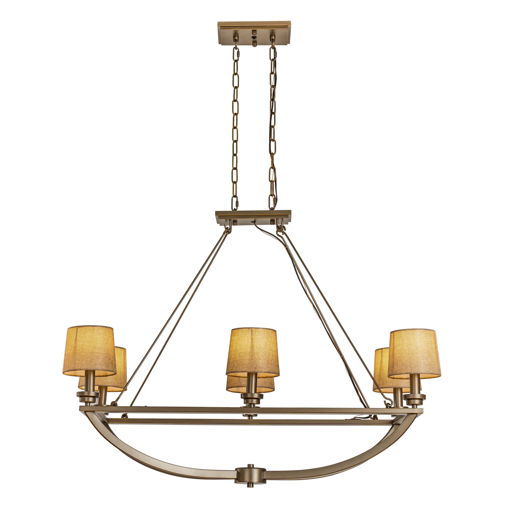 Traditionally Oil-Rubbed Bronze Chandelier with Warm Fabric Shades