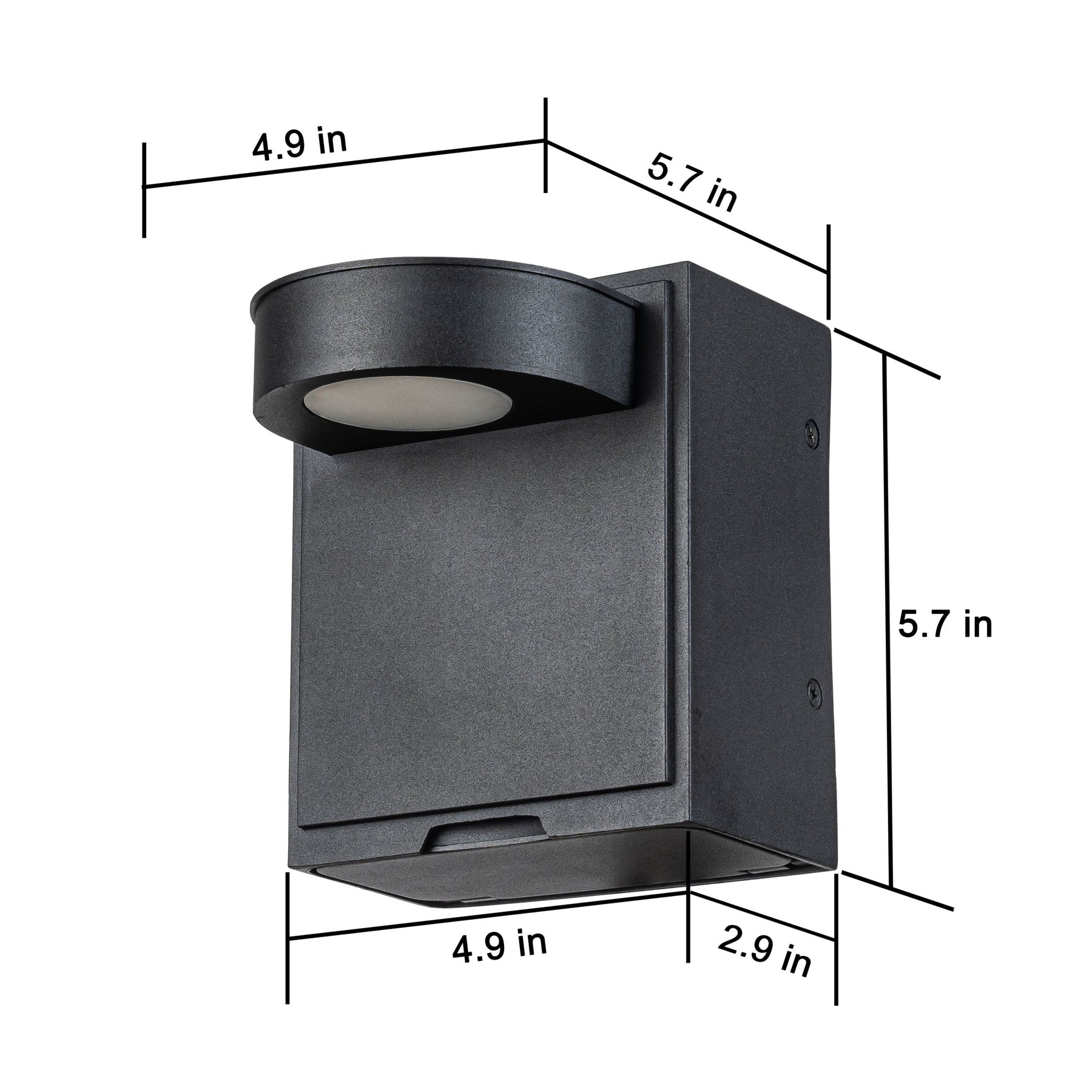 OPEN BOX-Black LED Wall Lantern with Dusk-to-Dawn Sensor and GFCI Outlets