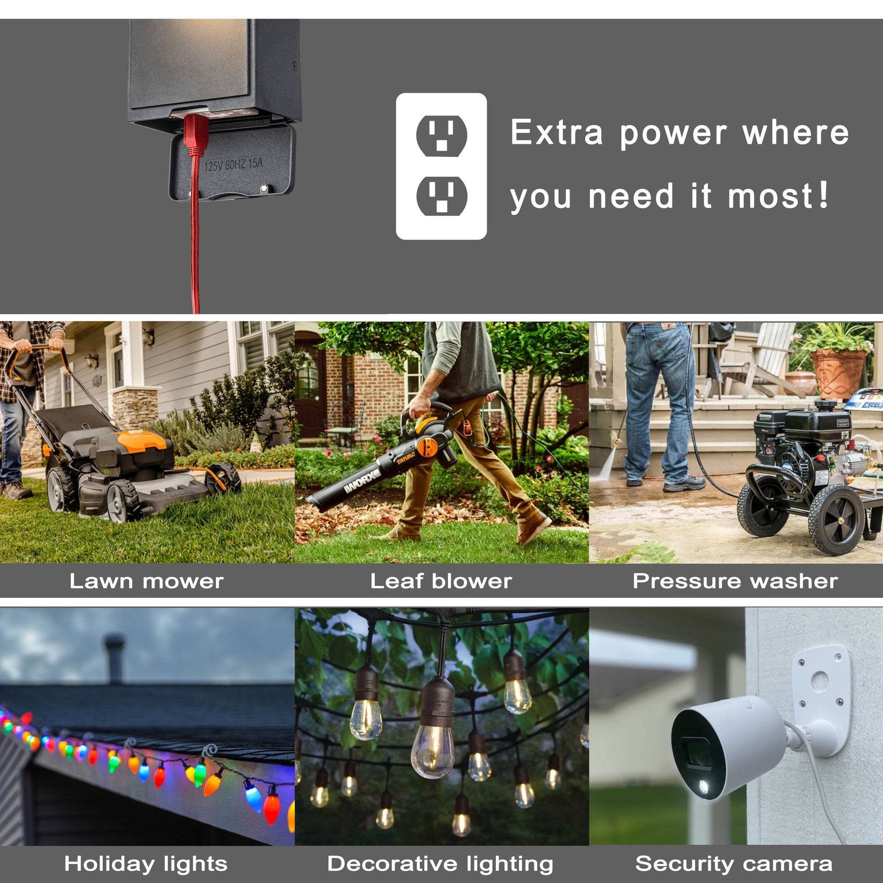 OPEN BOX-Black LED Wall Lantern with Dusk-to-Dawn Sensor and GFCI Outlets