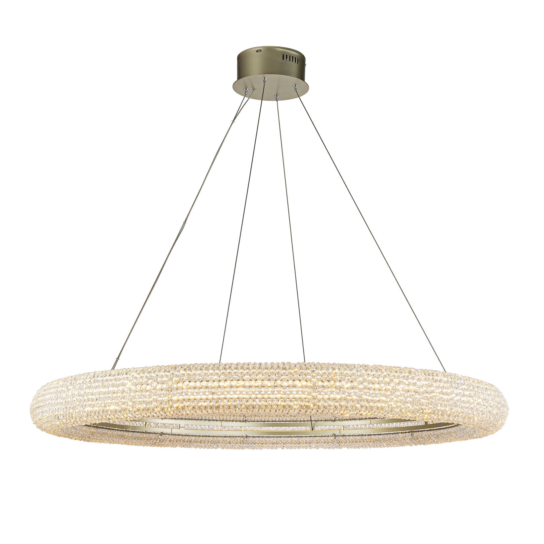 41'' Modern Silver Round LED Intergrated Crystal Chandelier Dimmable Glam Halo Hanging Light For Dining Room Living Room