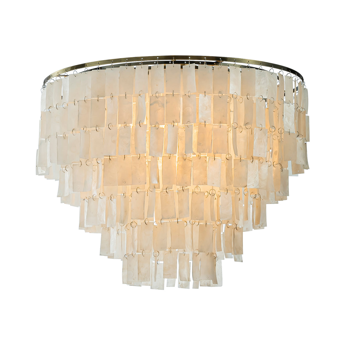 6-Light 23.6" Modern Coastal Capiz Tiered Flush Mount Bronze Farmhouse Natural Seashell Ceiling Light For Dining Room