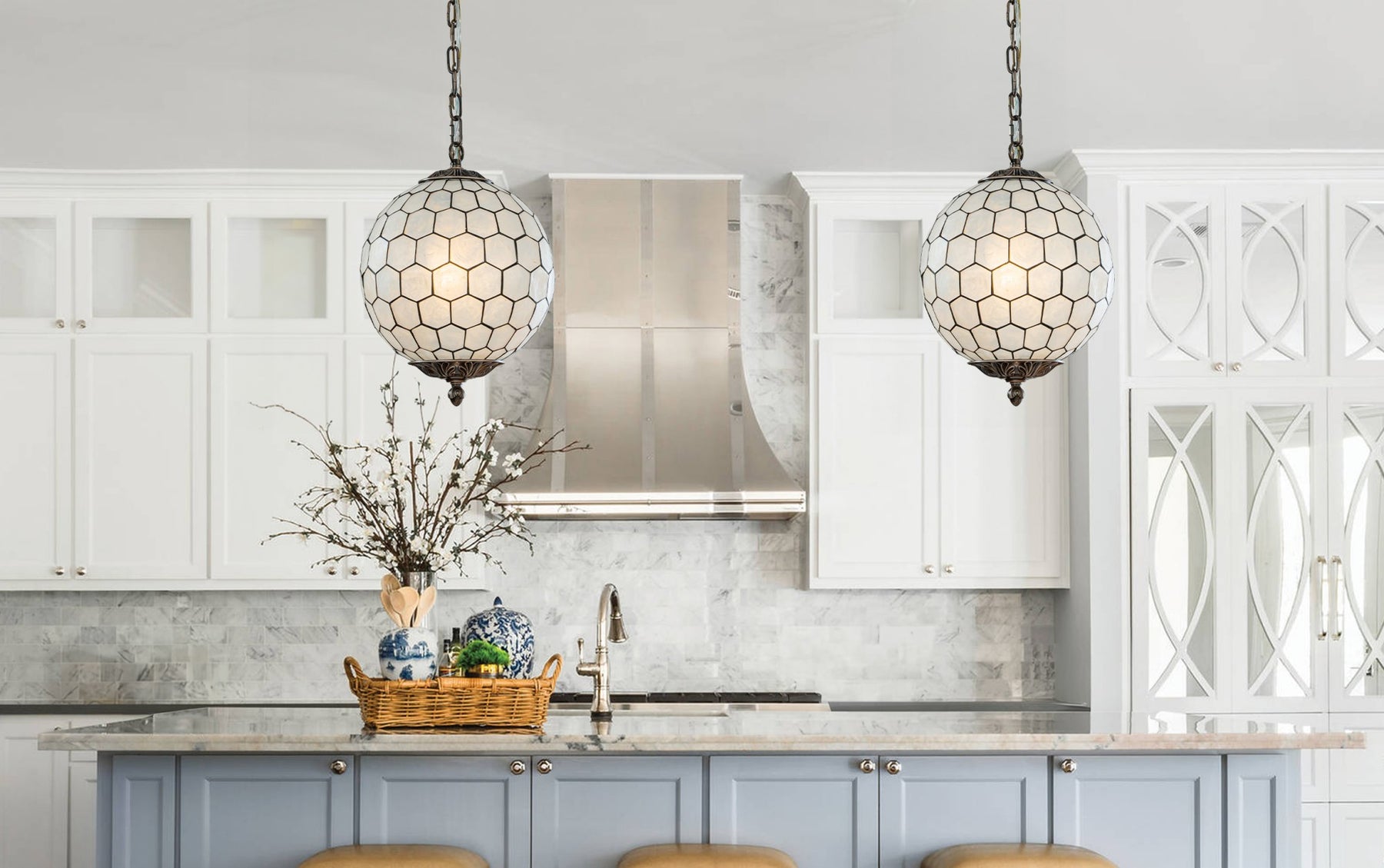 Vintage Mid-Century Modern Capiz Shell Chandelier