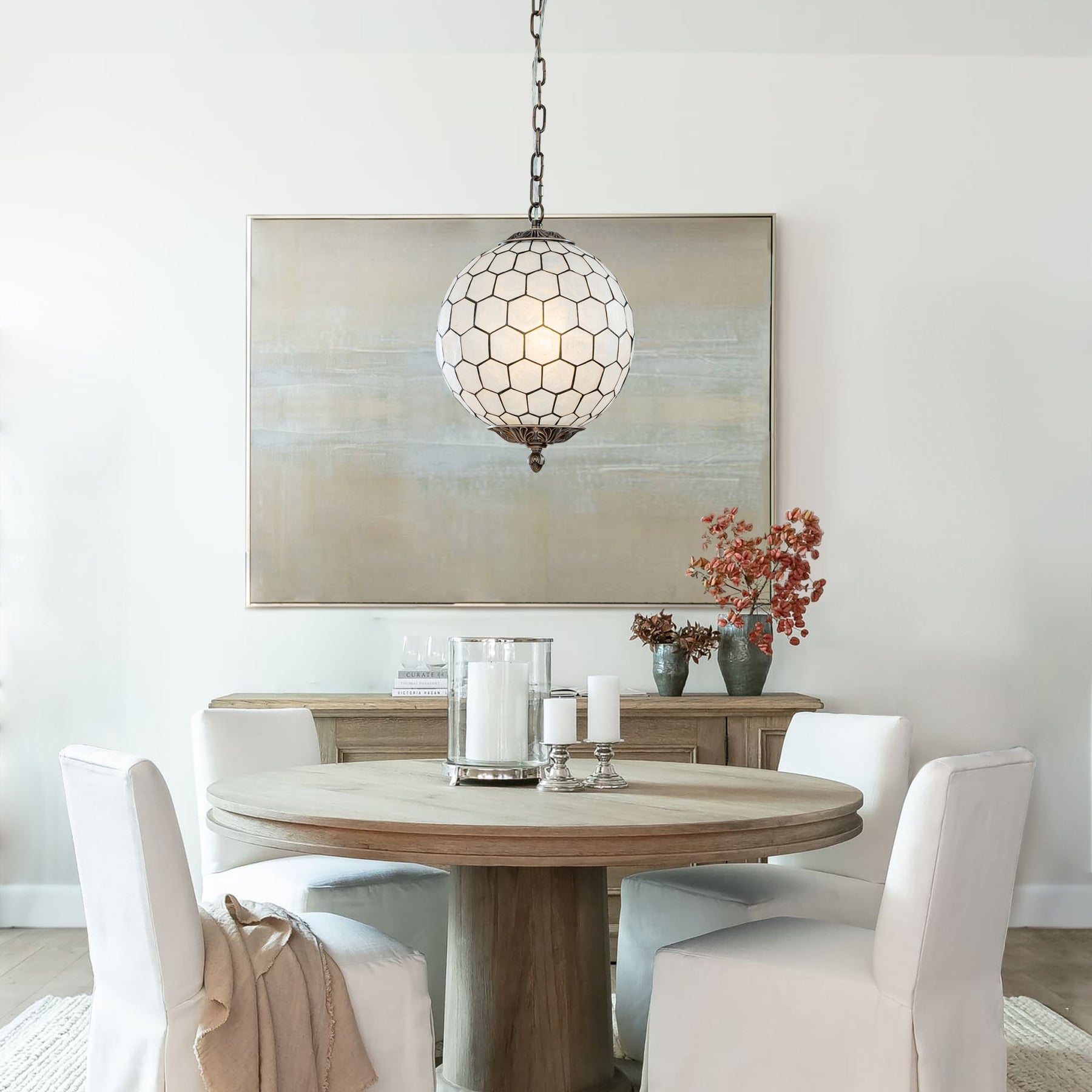 Vintage Mid-Century Modern Capiz Shell Chandelier