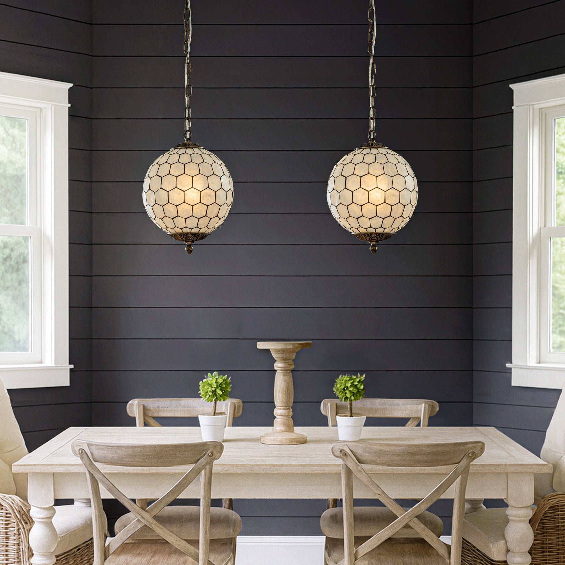 Vintage Mid-Century Modern Capiz Shell Chandelier