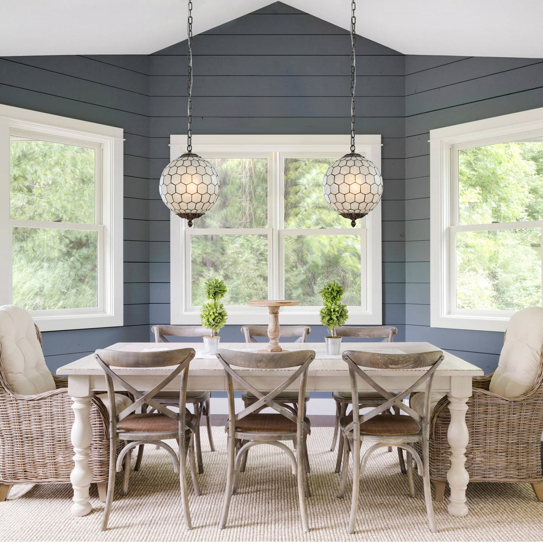 Vintage Mid-Century Modern Capiz Shell Chandelier