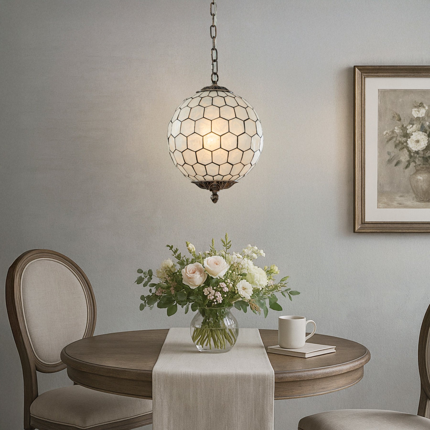 Vintage Mid-Century Modern Capiz Shell Chandelier