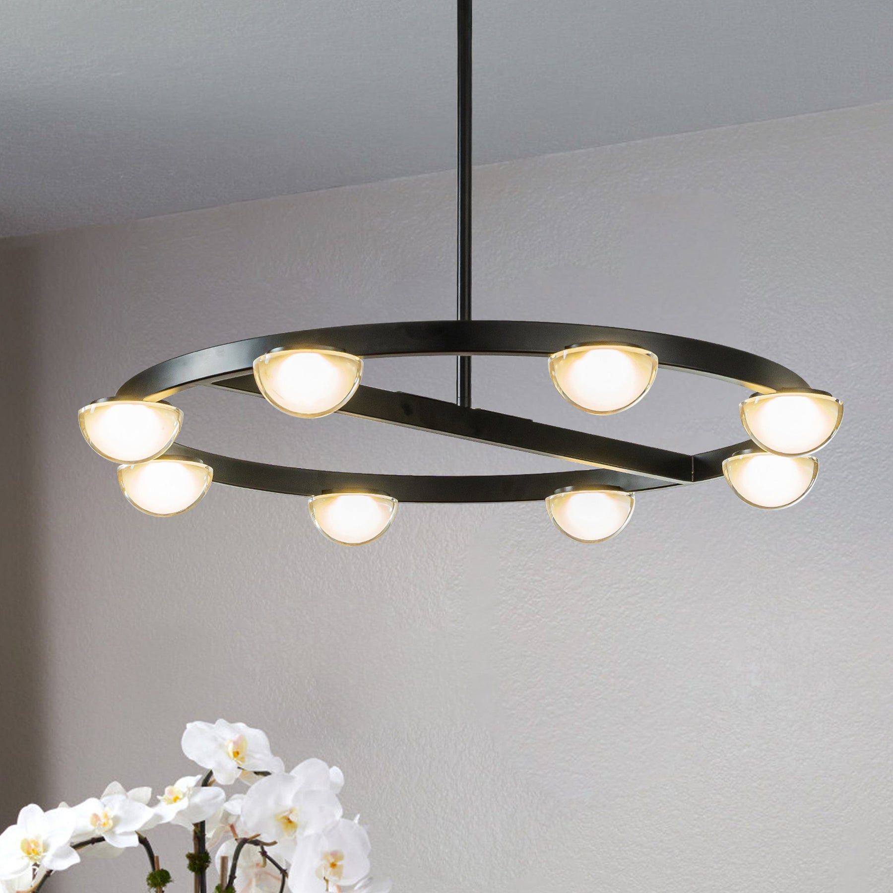 Modern Circle LED Chandelier with Frosted Acrylic Shade