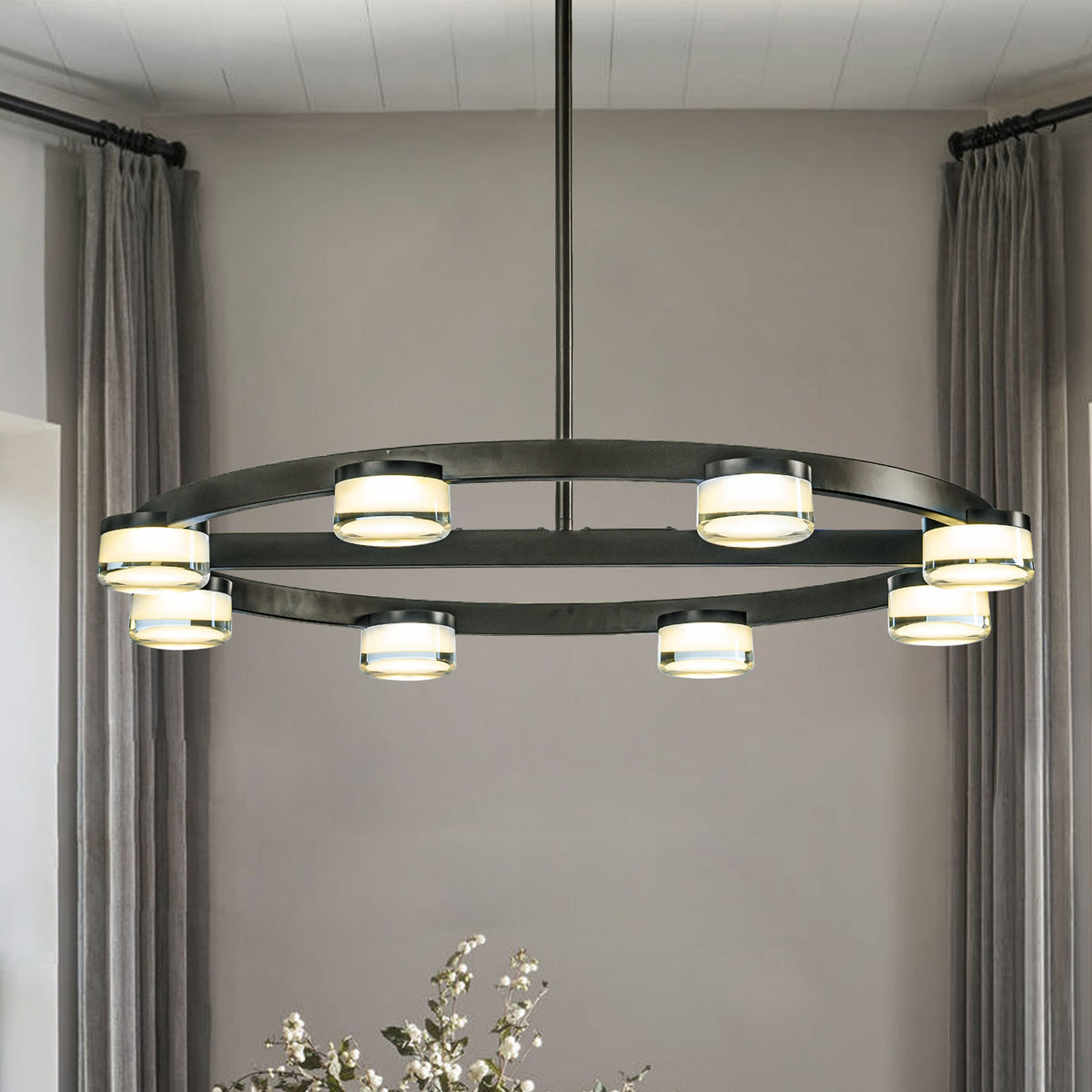 Modern and Contemporary Circle LED Chandelier with Frosted Acrylic Shade