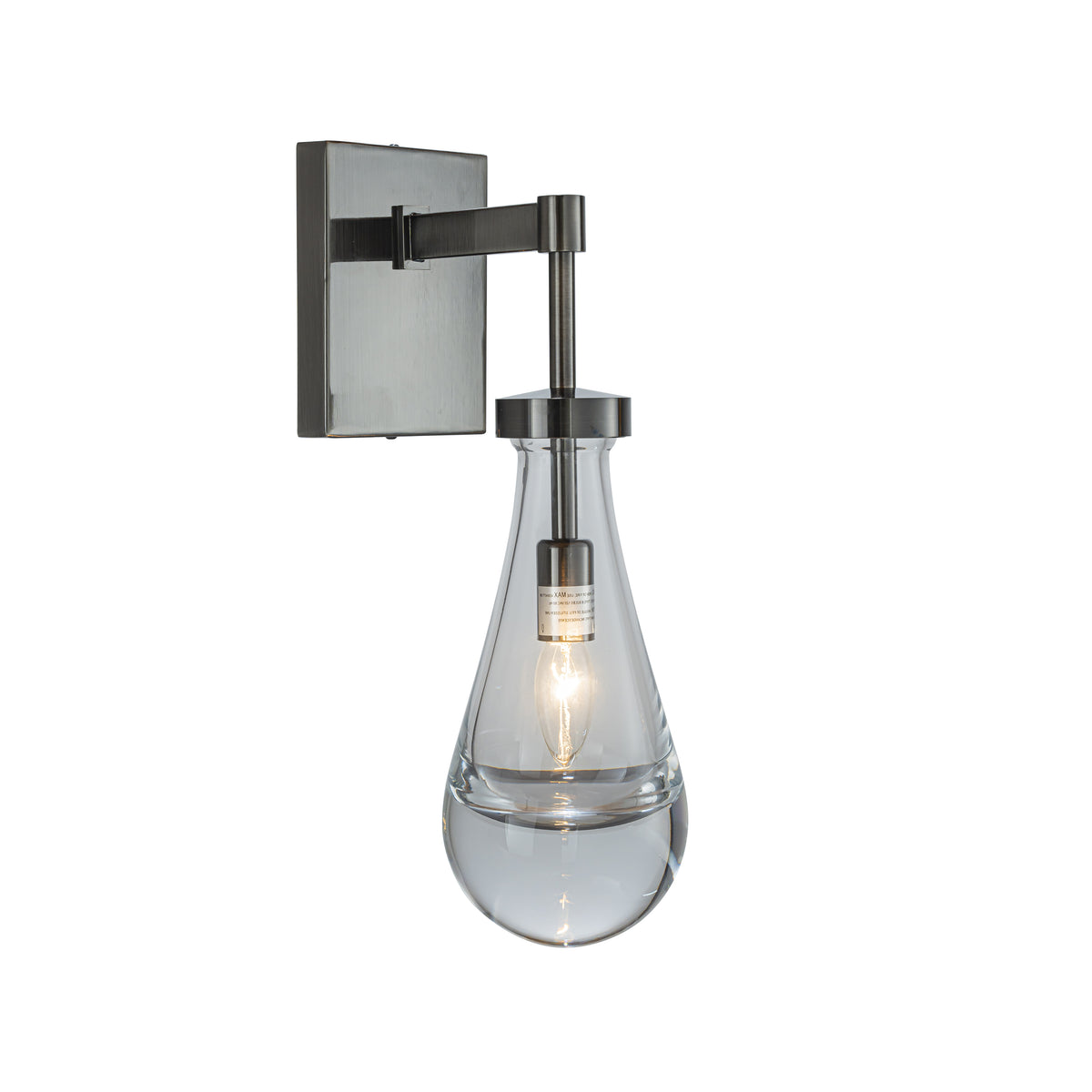 1-Light W5" Farmhouse Raindrop Glass Brush Black Nickel Wall Light Rustic Teardrop Bathrooom Vanity Light