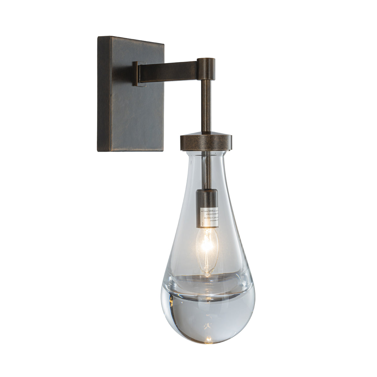 1-Light W5" Farmhouse Raindrop Glass Bronze Wall Light Rustic Industrial Teardrop Bathrooom Vanity Light
