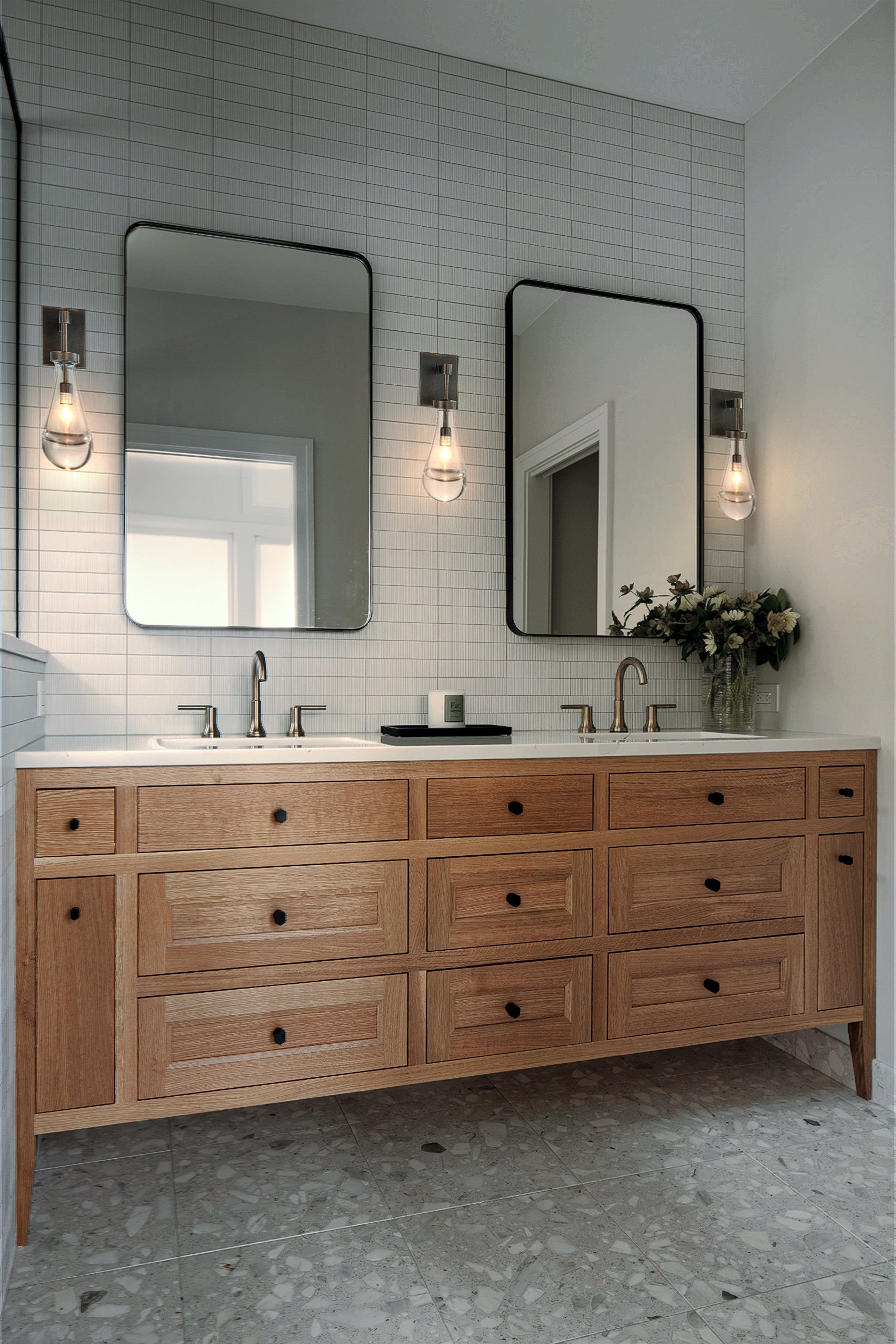 1-Light W5" Farmhouse Raindrop Glass Bronze Wall Light Rustic Industrial Teardrop Bathrooom Vanity Light