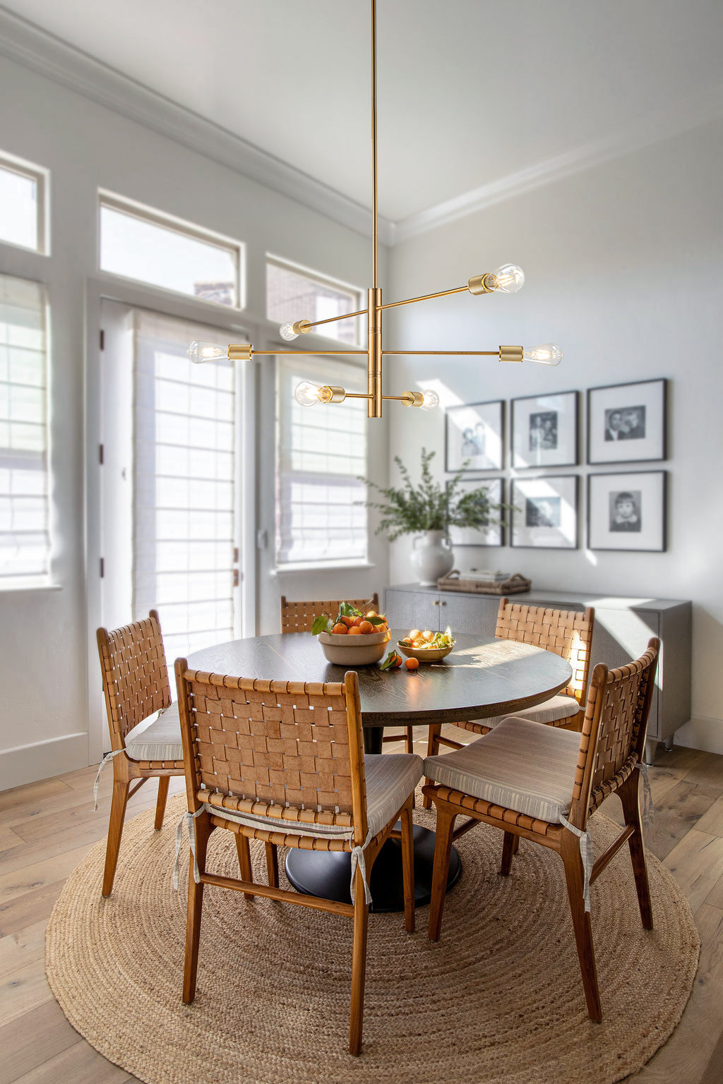 Mid-Century Modern Sputnik Chandelier in Brass Industrial Linear Pendant Light