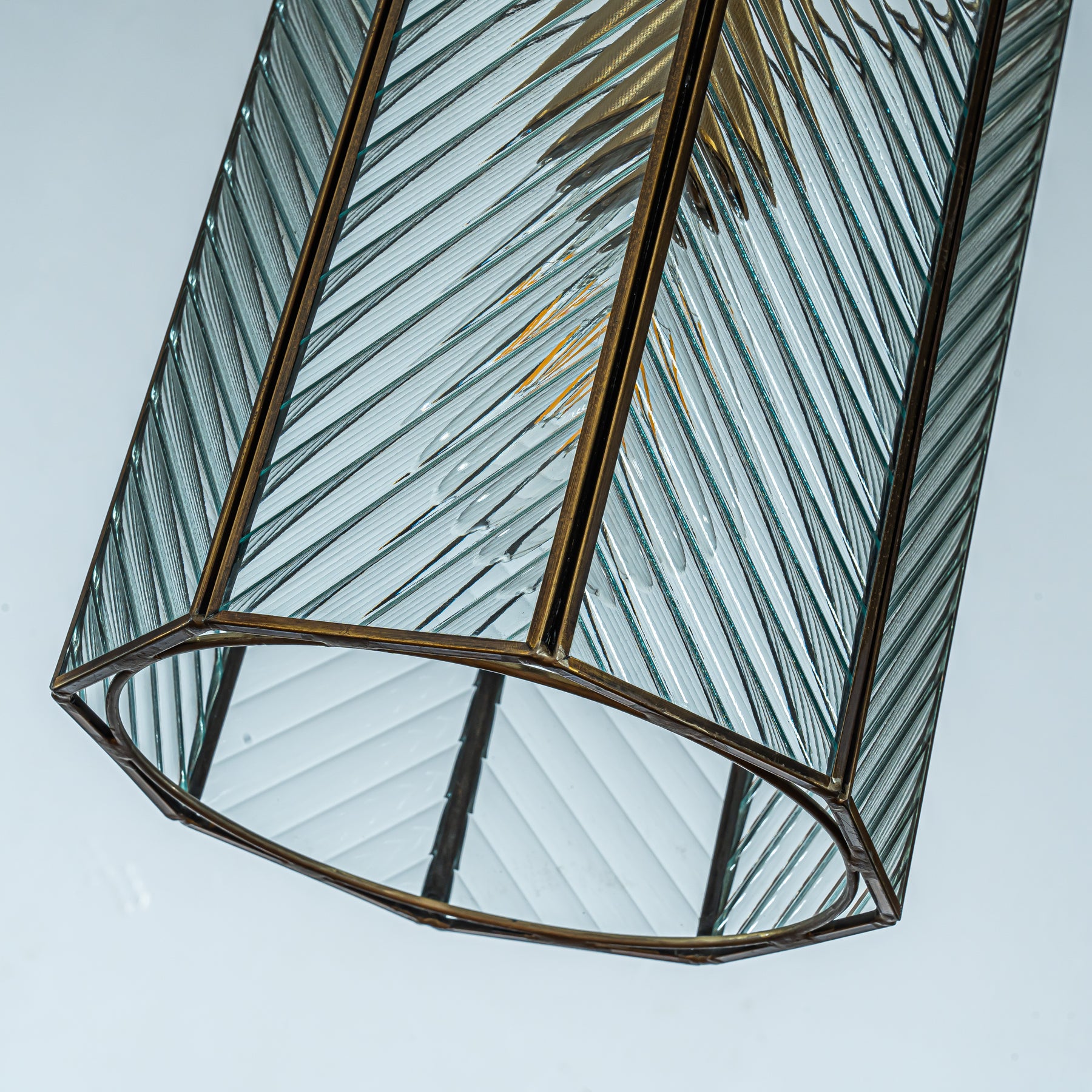 Modern Industrial Mini Pendant Light with Clear Ribbed Glass