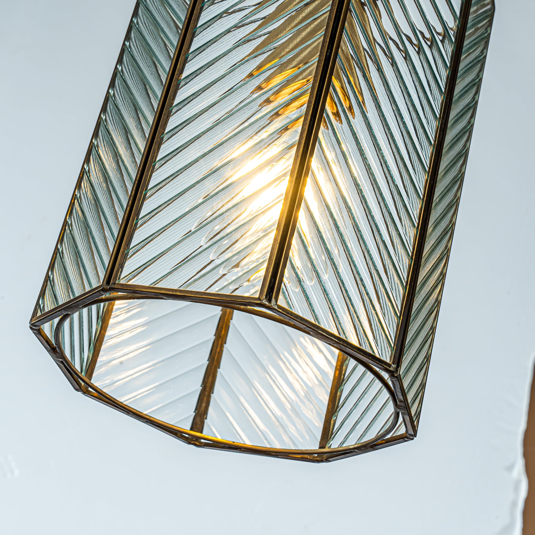 Modern Industrial Mini Pendant Light with Clear Ribbed Glass