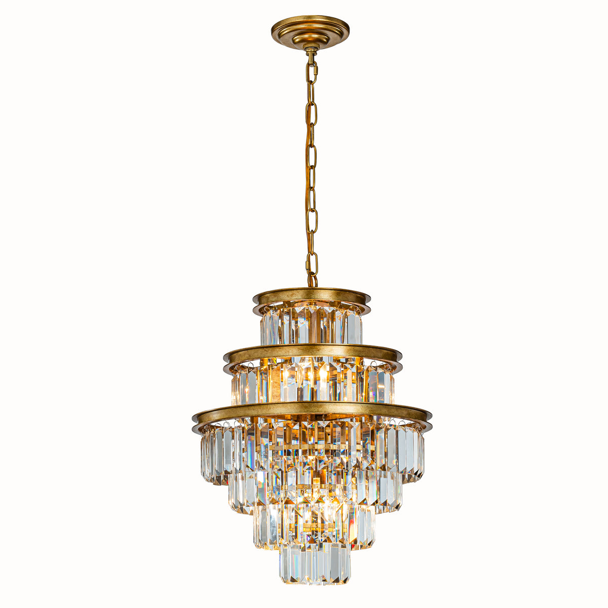 Modern Glam Round Tier Fringe Crystal Chandelier in Matte Gold