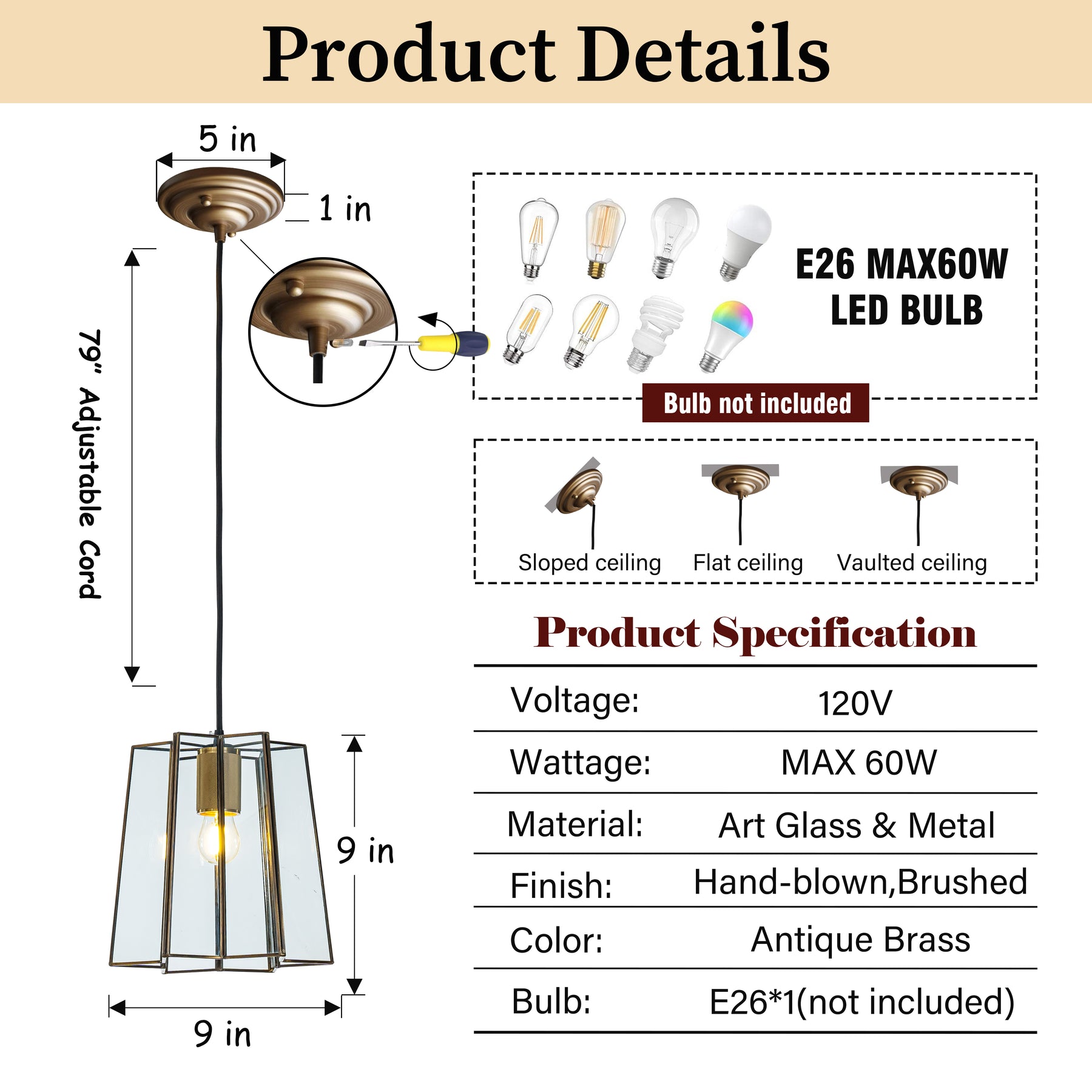 Minimalist Angled Ceiling Lantern Brown Glass Chandelier Rustic Modern Pendant Light