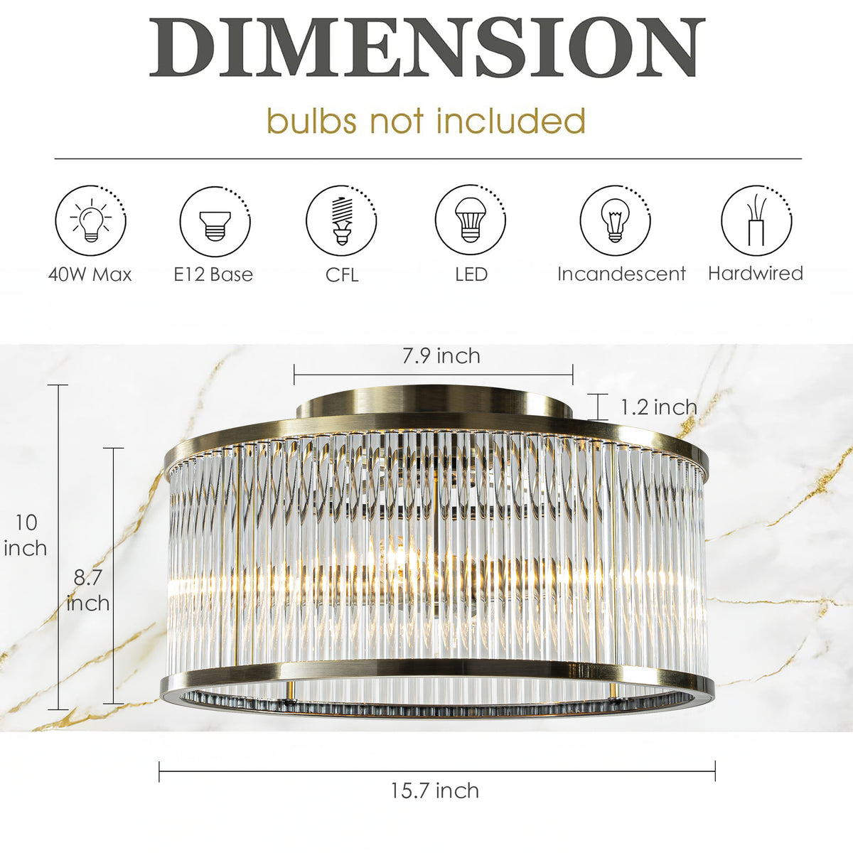 4 Lights W16 in Drum Glass Close to Ceiling Light in Antique Bronze Contemporary Round Dimmable  Flush Mount Ceiling Light