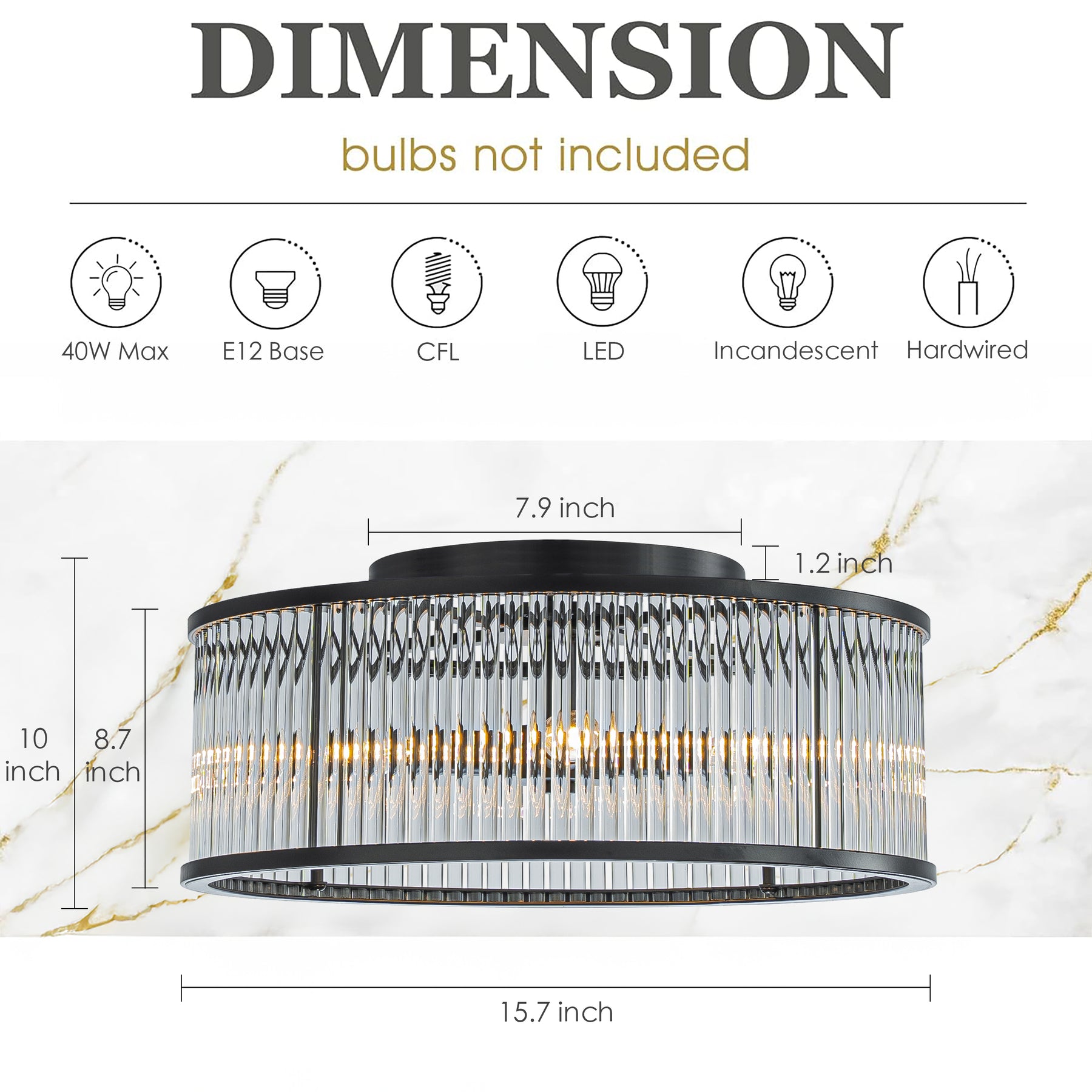 4 Lights W16 in Drum Glass Close to Ceiling Light in Matte Black Contemporary Round Dimmable Flush Mount Ceiling Light