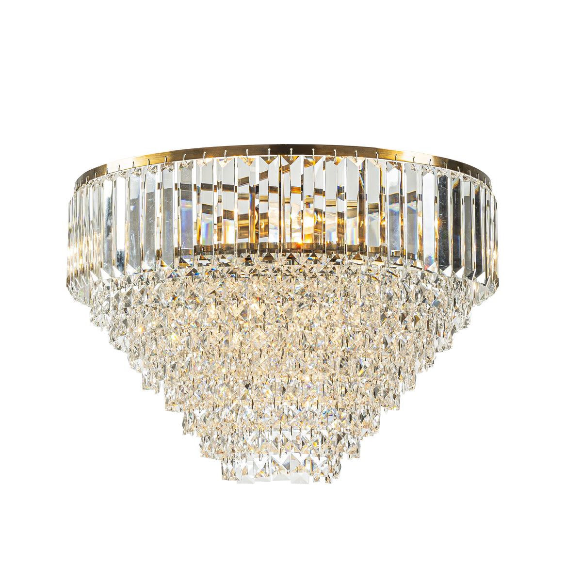5 Lights 20" Modern Glam Antique Gold Crystal Tiered Flush Mount Luxury Ceiling Light  For Dining Room & Bedroom  & Entryway
