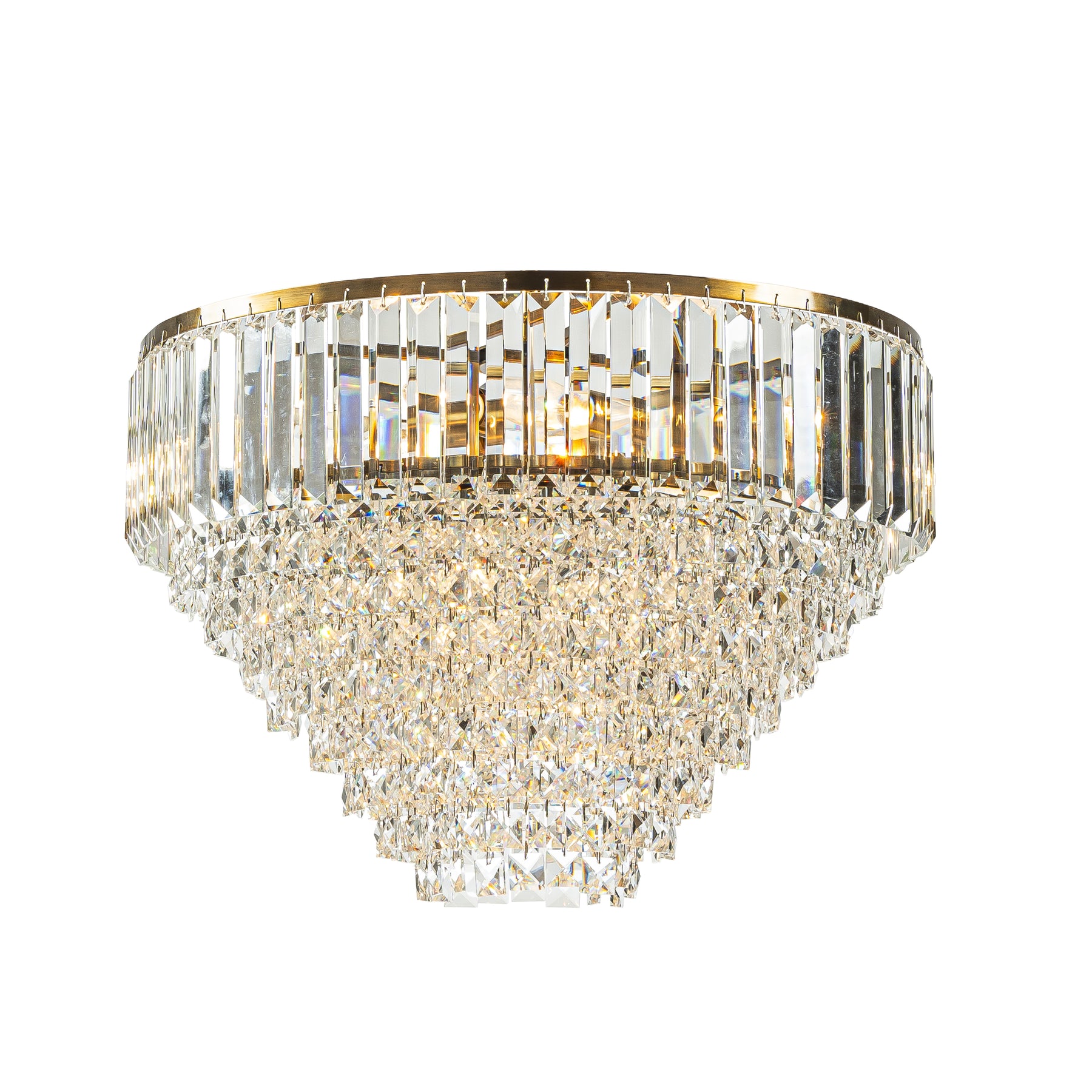 5 Lights 20" Modern Glam Antique Gold Crystal Tiered Flush Mount Luxury Ceiling Light For Dining Room & Bedroom & Entryway