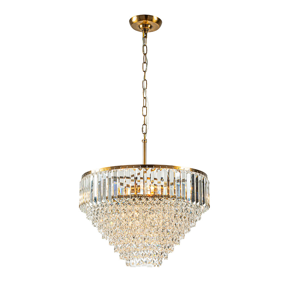 5 Lights 20" Modern Glam Antique Gold Crystal Tiered Chandelier Luxury Ceiling Light For Dining Room & Bedroom & Entryway