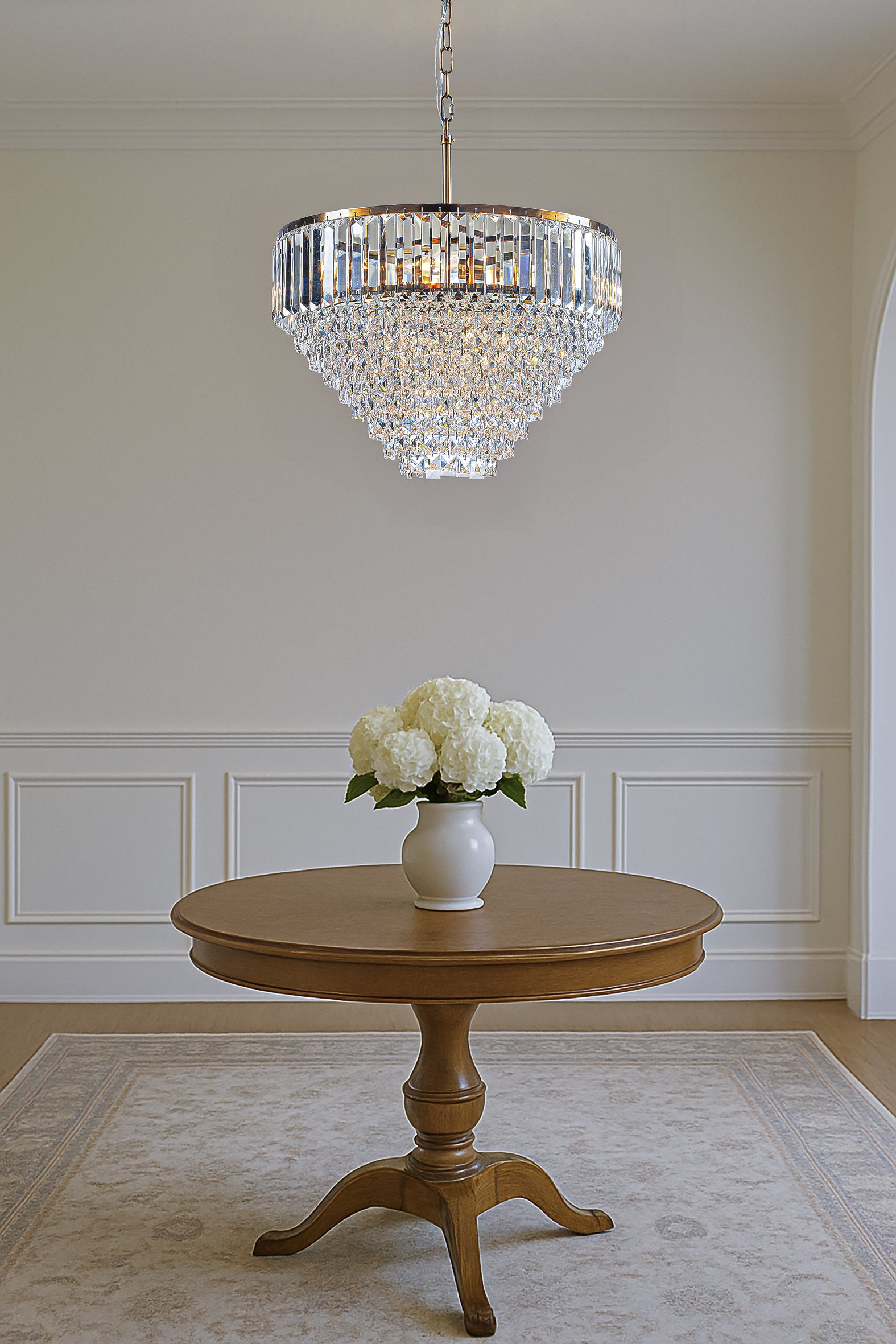 5 Lights 20" Modern Glam Antique Gold Crystal Tiered Chandelier Luxury Ceiling Light For Dining Room & Bedroom & Entryway