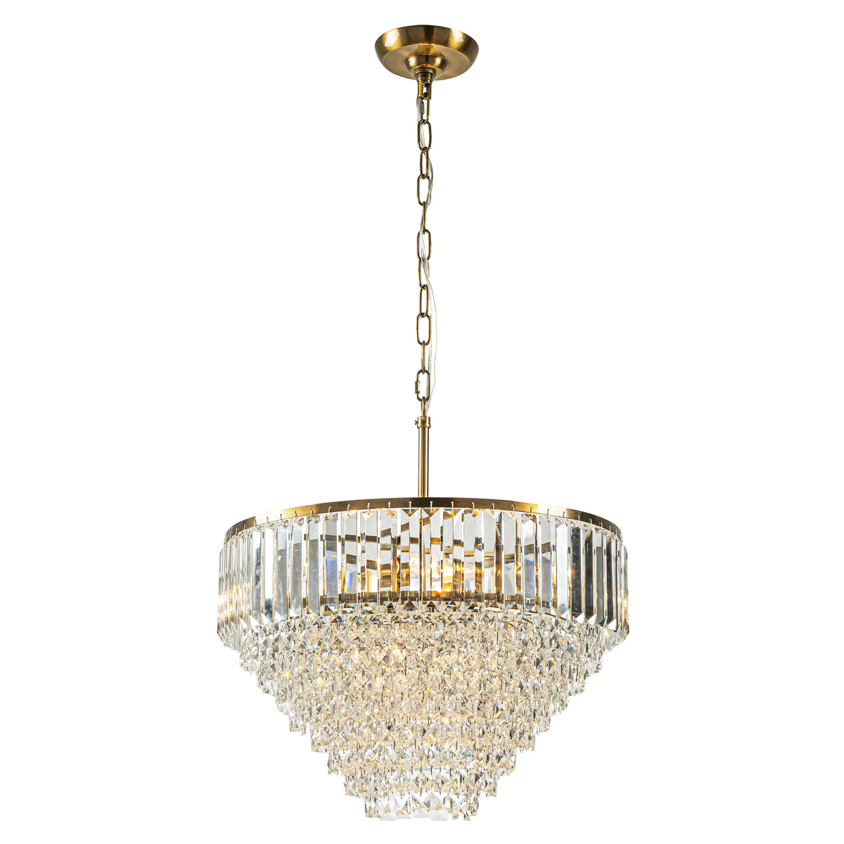 5 Lights 20" Modern Glam Antique Gold Crystal Tiered Chandelier Luxury Ceiling Light  For Dining Room & Bedroom  & Entryway
