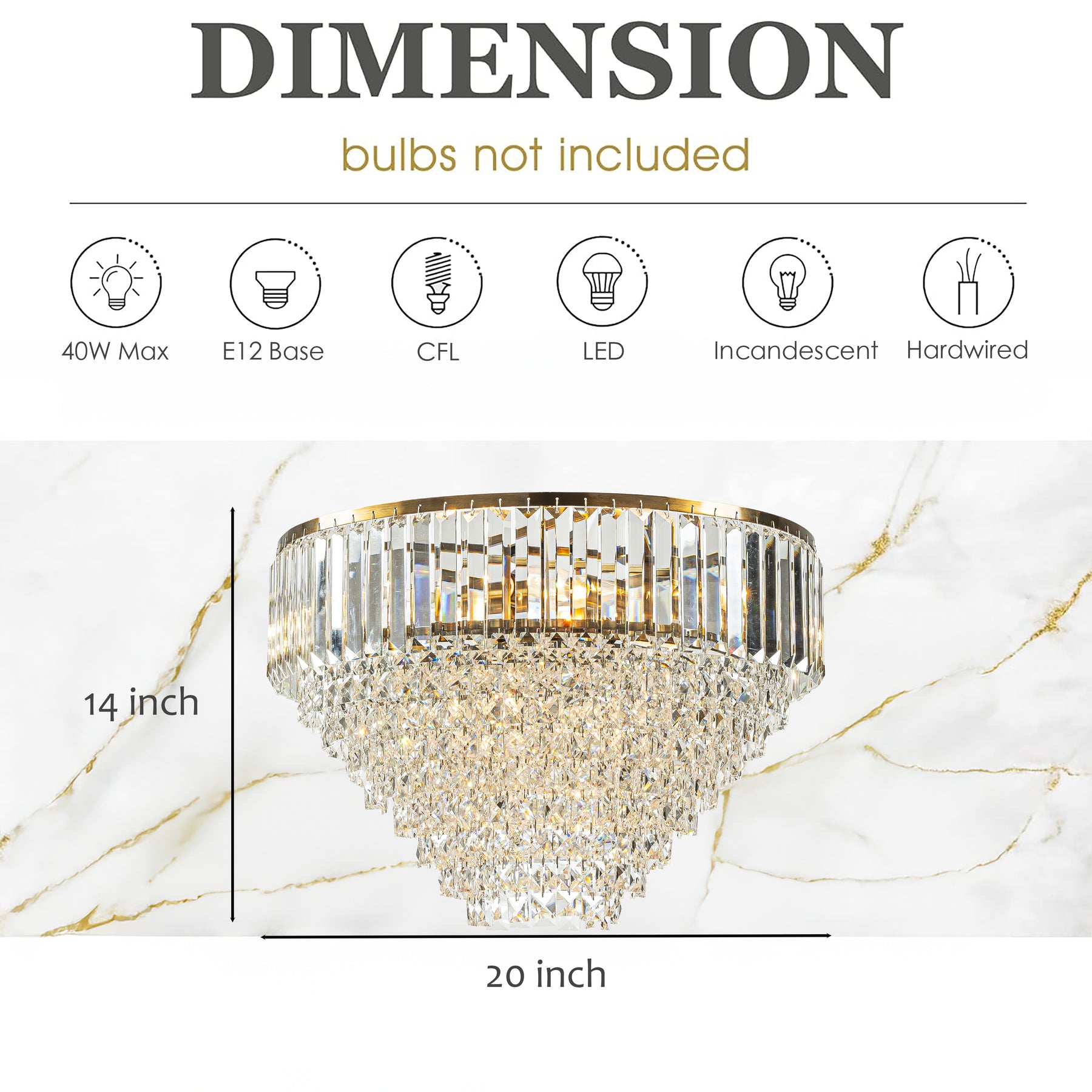 5 Lights 20" Modern Glam Antique Gold Crystal Tiered Flush Mount Luxury Ceiling Light For Dining Room & Bedroom & Entryway