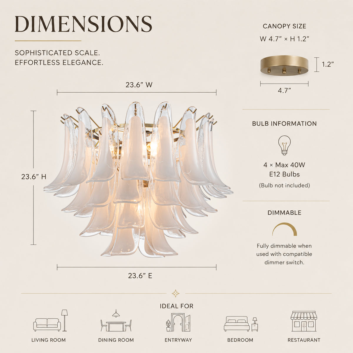 24'' Wide Vintage Mid-Century Modern Flush Mount 4-Light 4-Tier White Art Glass Ceiling Light With Antique Bronze Finish For Entryway, Dining Room