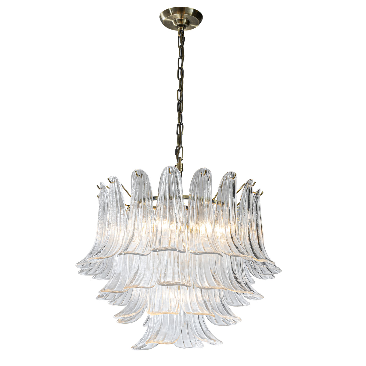 24'' Wide Vintage Mid-Century Modern Chandelier 4-Light 4-Tier Clear Art Glass Pendant With Antique Bronze Finish For Living Room, Dining Room