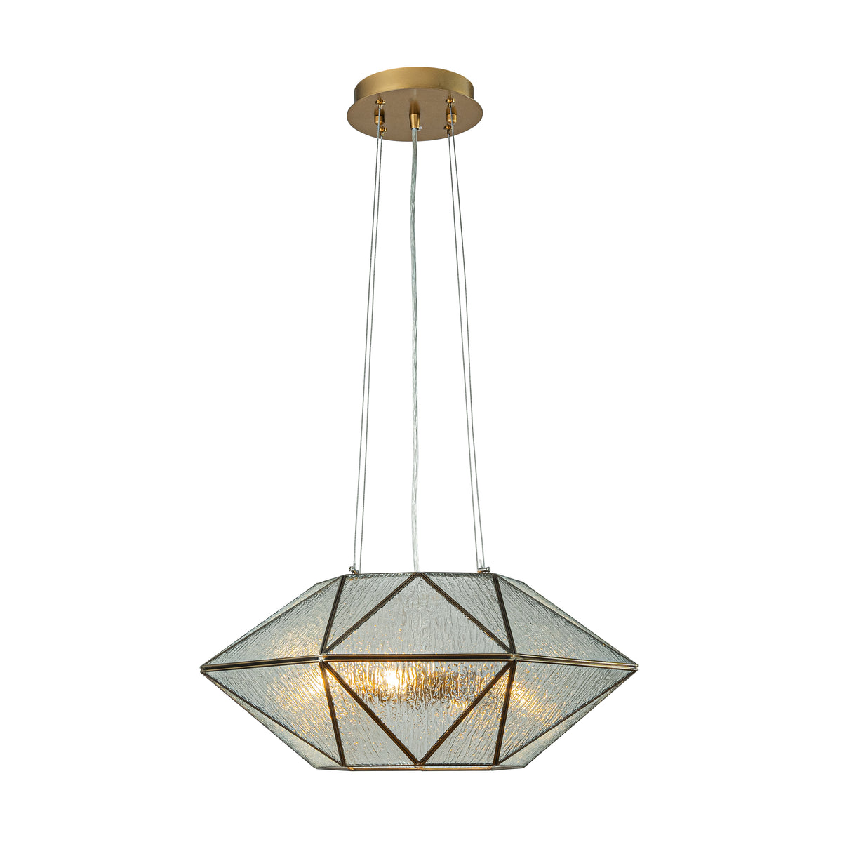 20'' 6-Light Dimmable Modern Geometric Chandelier With Textured Glass Accents Unique Statement Pendant Light For Dining Room Living Room