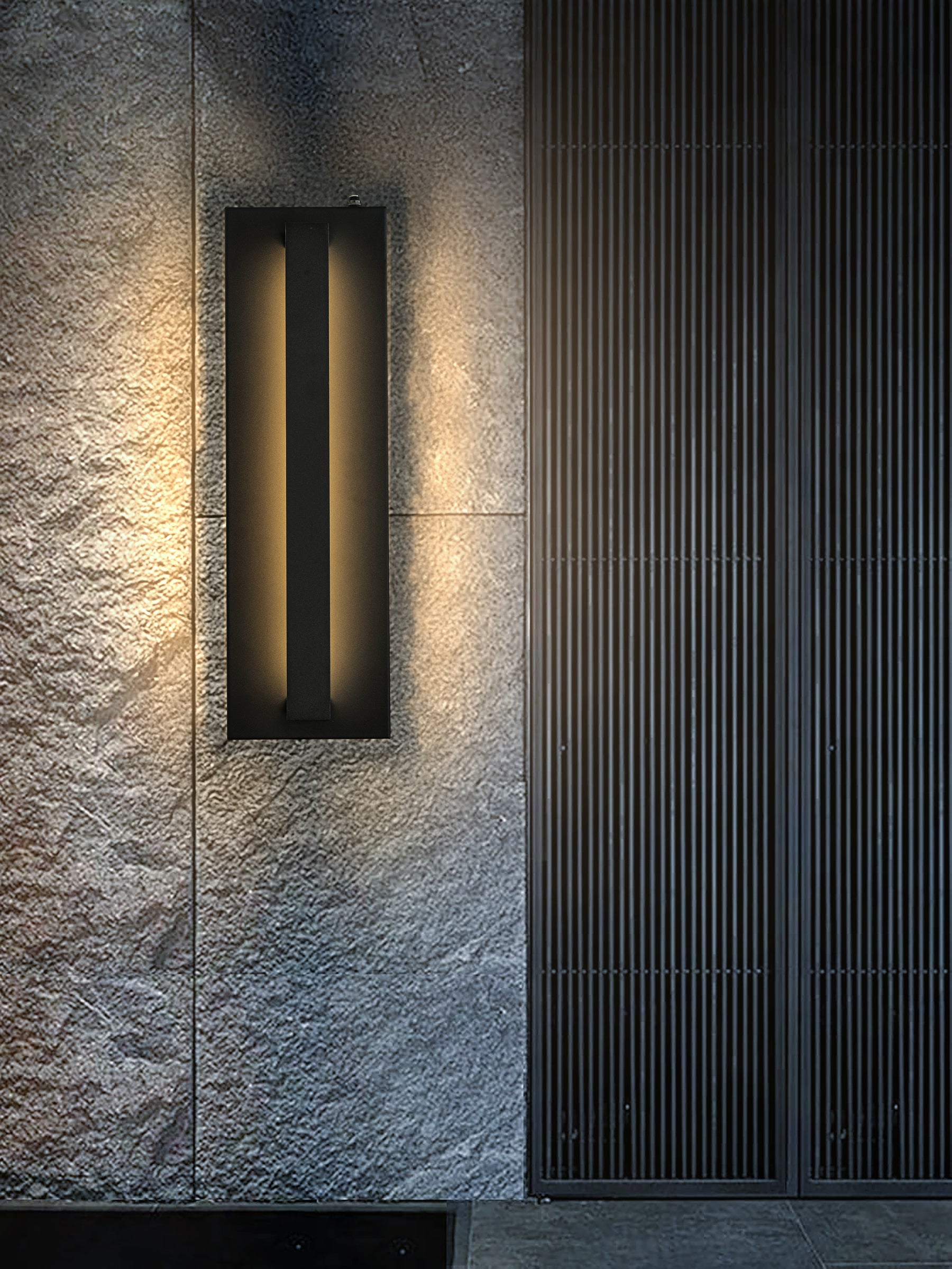 1-Light H20 in Minimalist Modern Linear 23W Integrated LED Outdoor Wall Sconce with Dusk to Dawn Sensor in Matte Black for Porch Patio