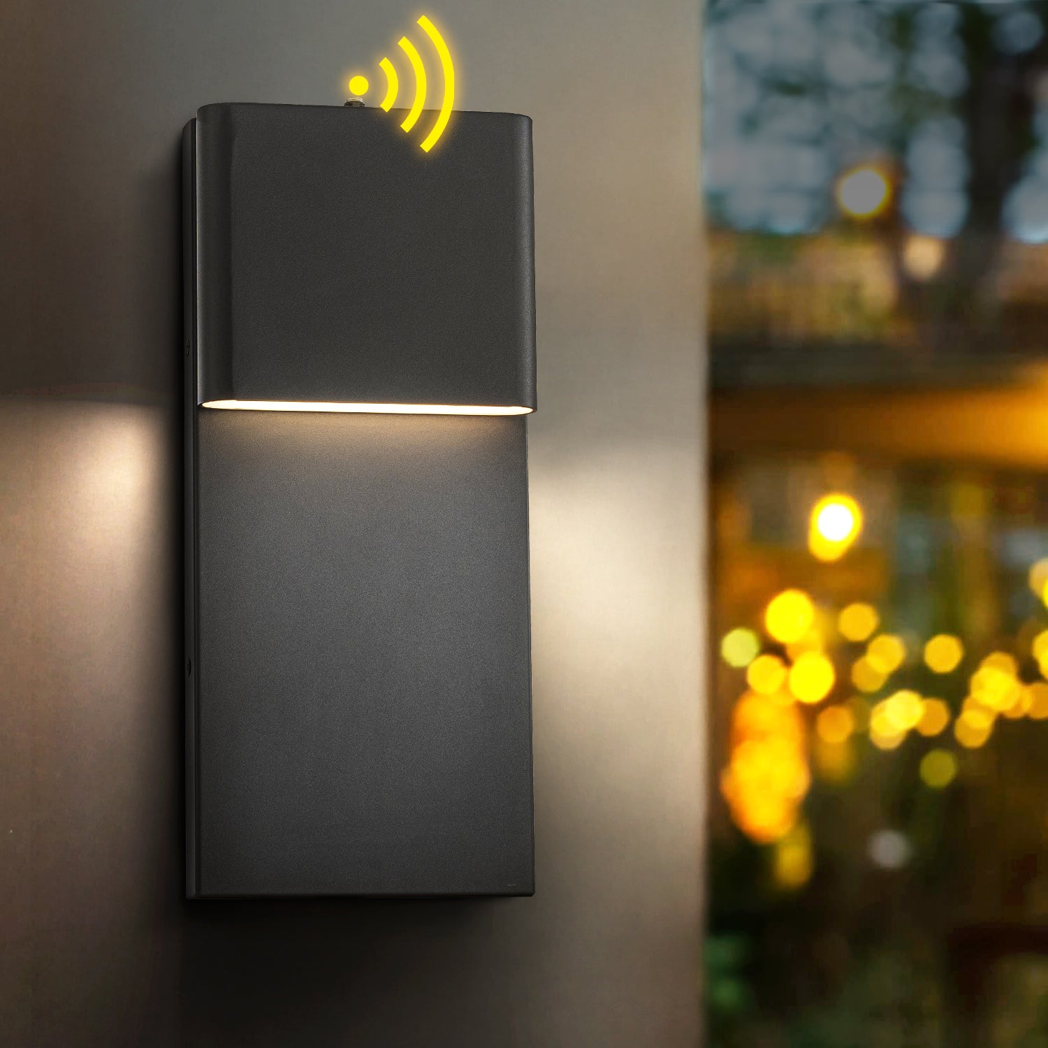 1-Light H13 in Modern Simple Sqaure 10W Integrated LED Outdoor Wall Sconce with Dusk to Dawn Sensor in Matte Black for Porch Patio