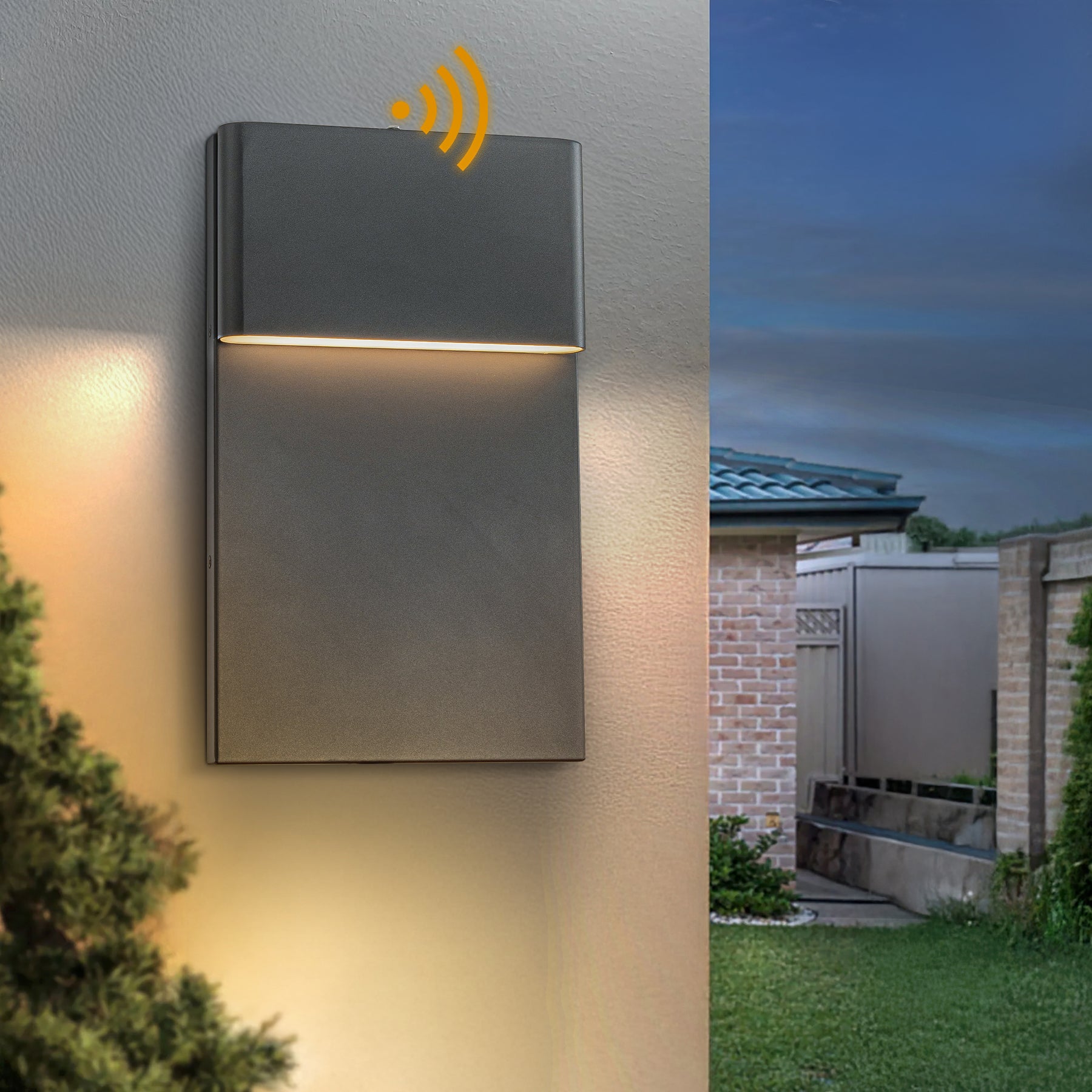 1-Light H15 in Modern Simple Sqaure 13W Integrated LED Outdoor Wall Sconce with Dusk to Dawn Sensor in Matte Black for Porch Patio