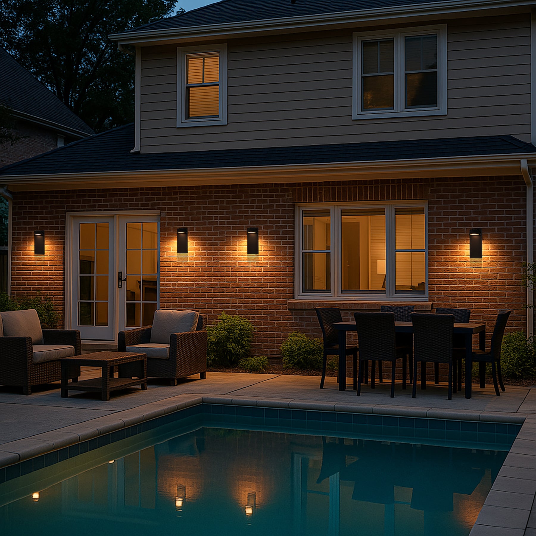 1 Light H11 in. Modern Outdoor Integrated LED Wall Light with Dusk-to-Dawn Sensor Minimalist Lines Black Exterior Sconce with Frosted Glass for Entryway Porch