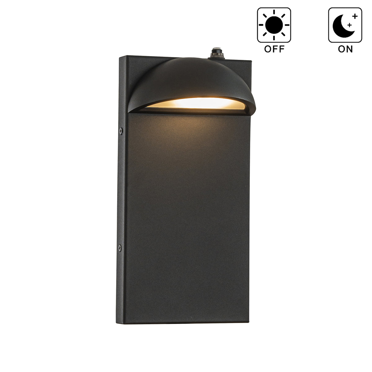 1 Light H11 in. Modern Outdoor Integrated LED Wall Light with Dusk-to-Dawn Sensor Minimalist Lines Black Exterior Sconce with Frosted Glass for Entryway Porch